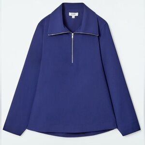 NEW WOOL-BLEND HALF-ZIP BLOUSE SIZE SMALL 4 US